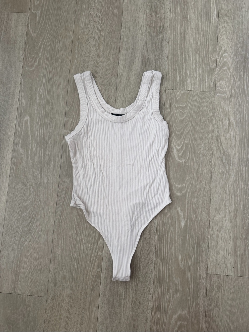 Cream Ribbed Tank One-Piece Bodysuit